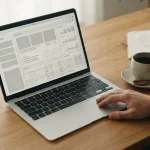 Person analysiert Sportwetten-Anbieter mit niedriger Mindesteinzahlung am Laptop