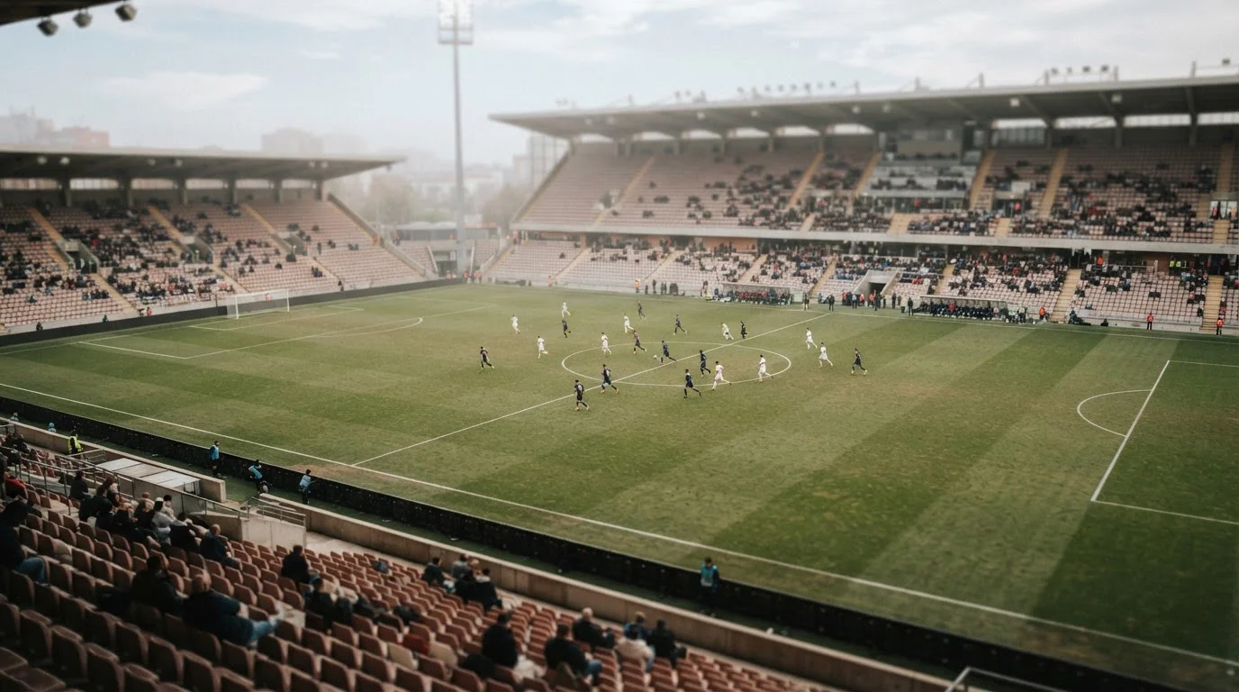 Fußballstadion während eines Nations-League-Spiels mit Blick auf das Spielfeld