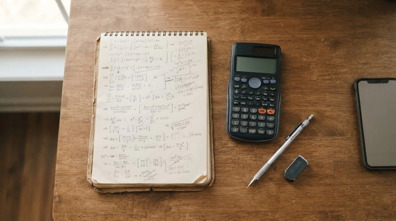 Taschenrechner und handschriftliche Berechnungen zum echten Wert von Wett-Credits