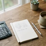 Analytischer Arbeitsplatz mit Taschenrechner und Notizen zur Berechnung von Wettquoten und Margen