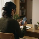 Person nutzt Wett-App auf dem Smartphone in ruhiger Umgebung