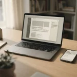 Smartphone mit Payz-Zahlungsbildschirm neben Laptop auf hellem Schreibtisch