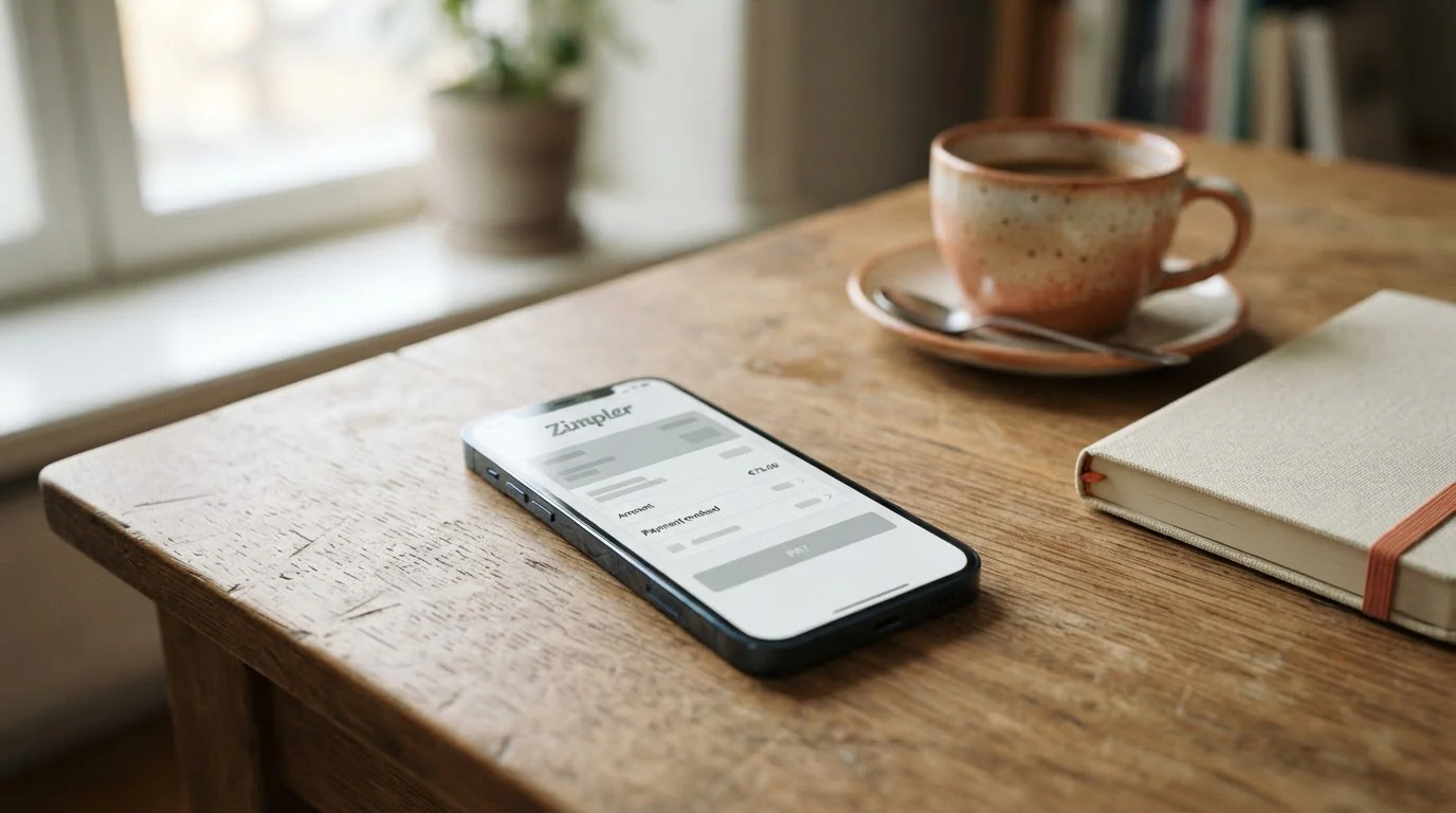 Smartphone zeigt Zimpler-Zahlung bei einem Online-Wettanbieter