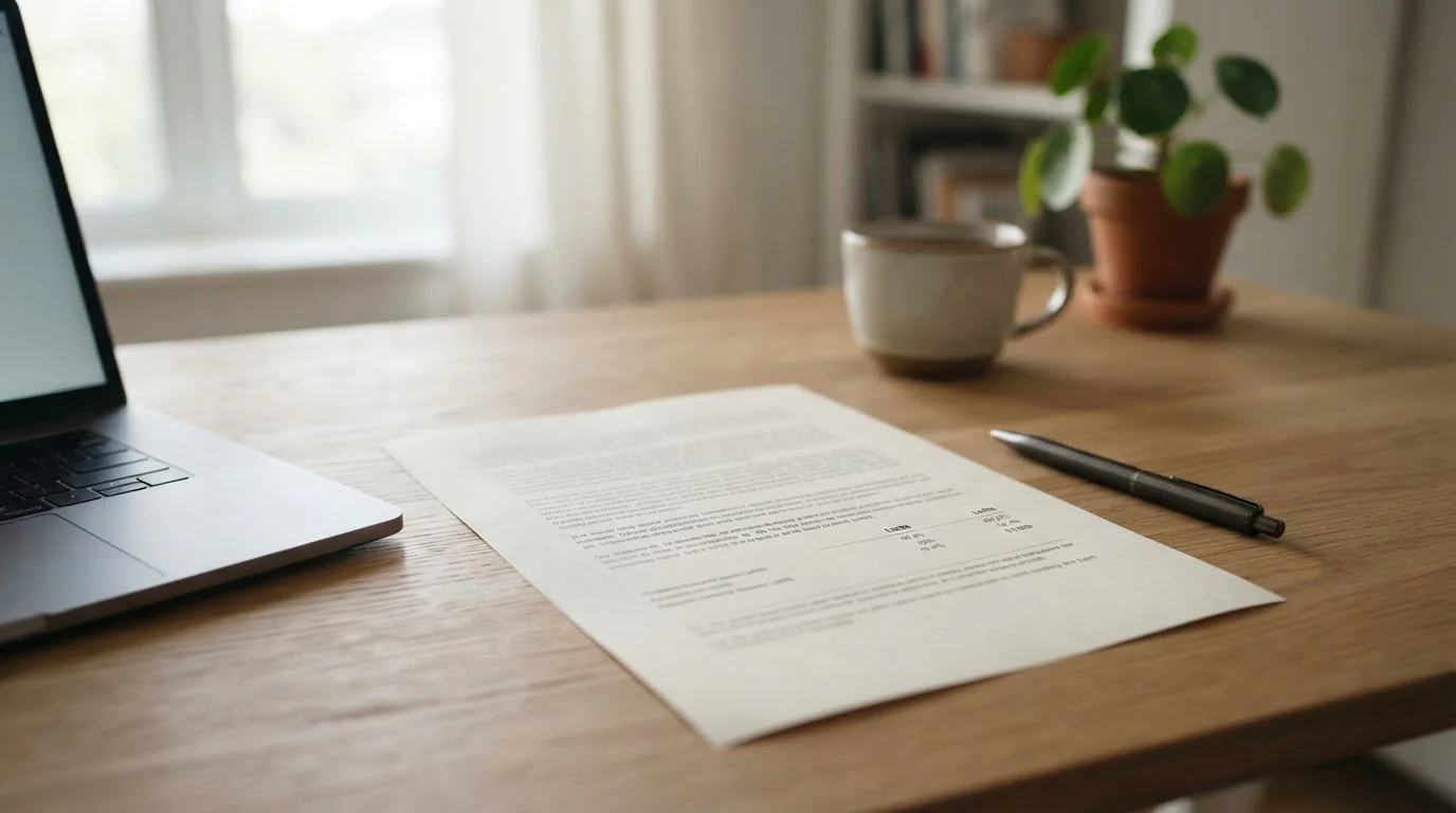 Dokument mit Paragraphen und Limit-Angaben auf einem Schreibtisch