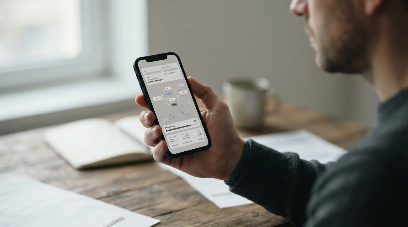 Smartphone zeigt abstrakten Krypto-Zahlungsvorgang