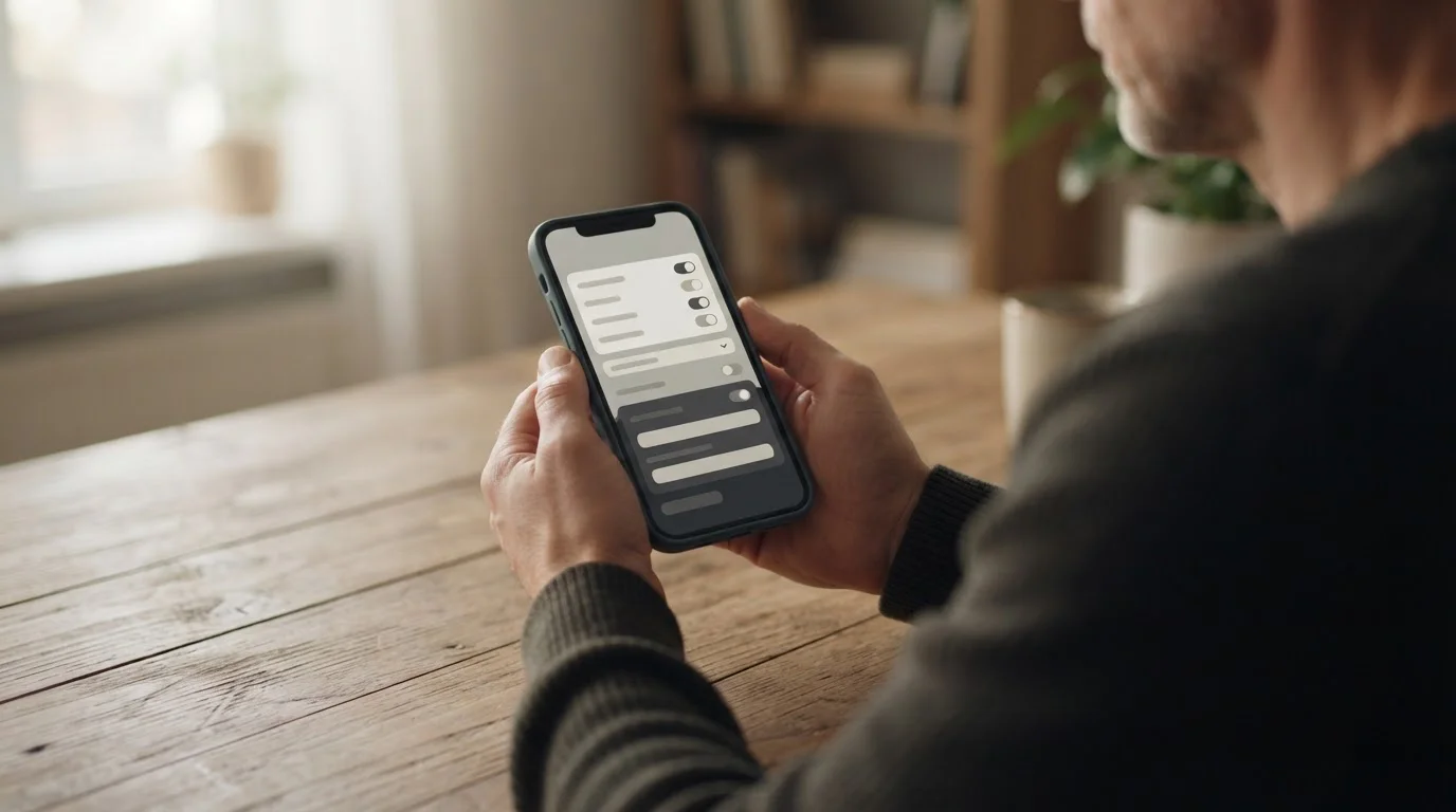 Person richtet Einzahlungslimit auf Smartphone ein, Gesicht nicht sichtbar