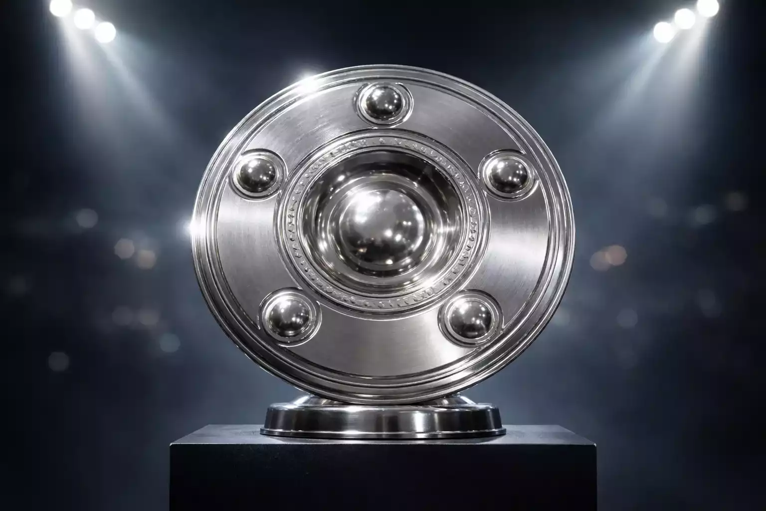 Die begehrte Bundesliga-Meisterschale auf einem Podest