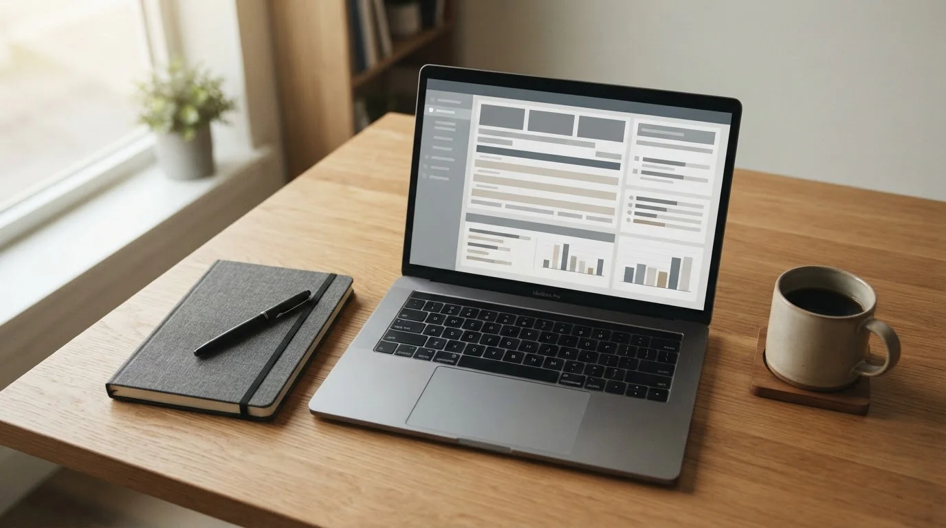 Schreibtisch mit Laptop und Dokumenten zur deutschen Glücksspiel-Regulierung