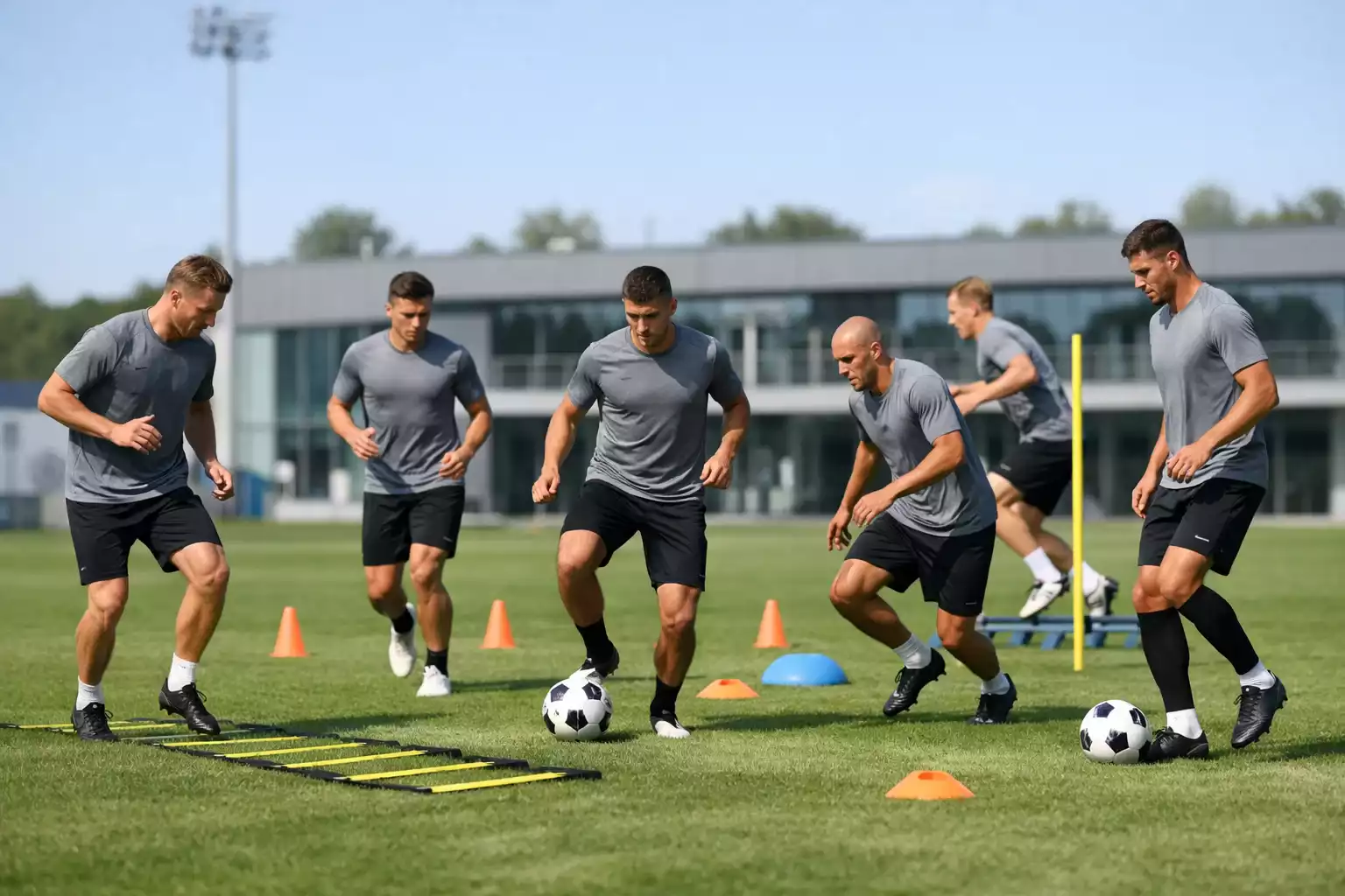 Fußballspieler bei intensivem Training zur Saisonvorbereitung