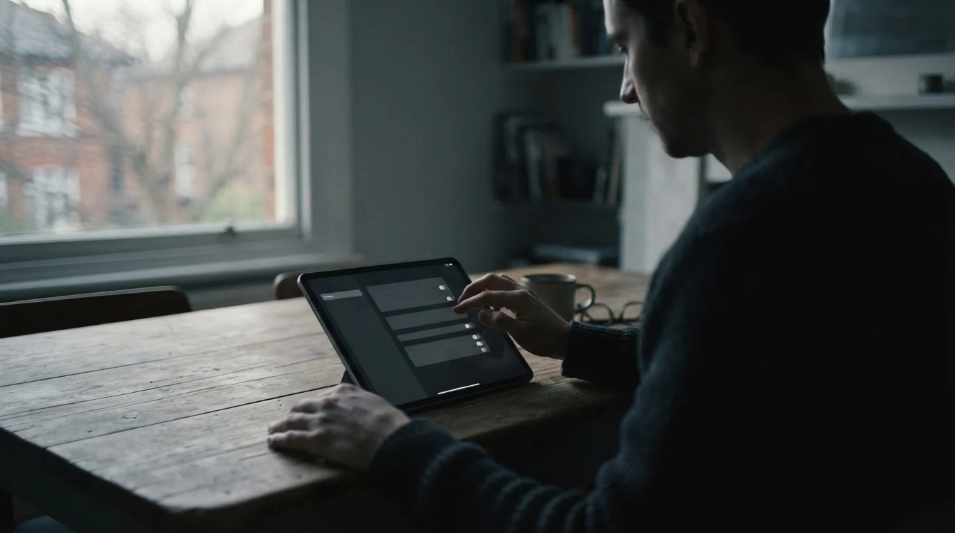 Person setzt Einsatzlimits an einem neutralen Interface