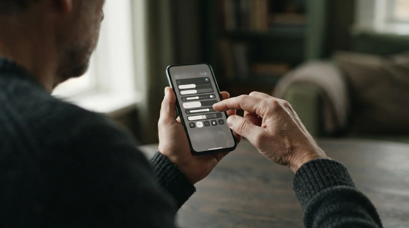 Person setzt Limit in einer App auf dem Smartphone, Hände und Gerät im Fokus