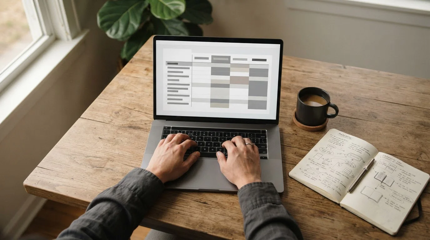 Arbeitsplatz mit Laptop und Notizen zum Vergleich von Wettanbietern
