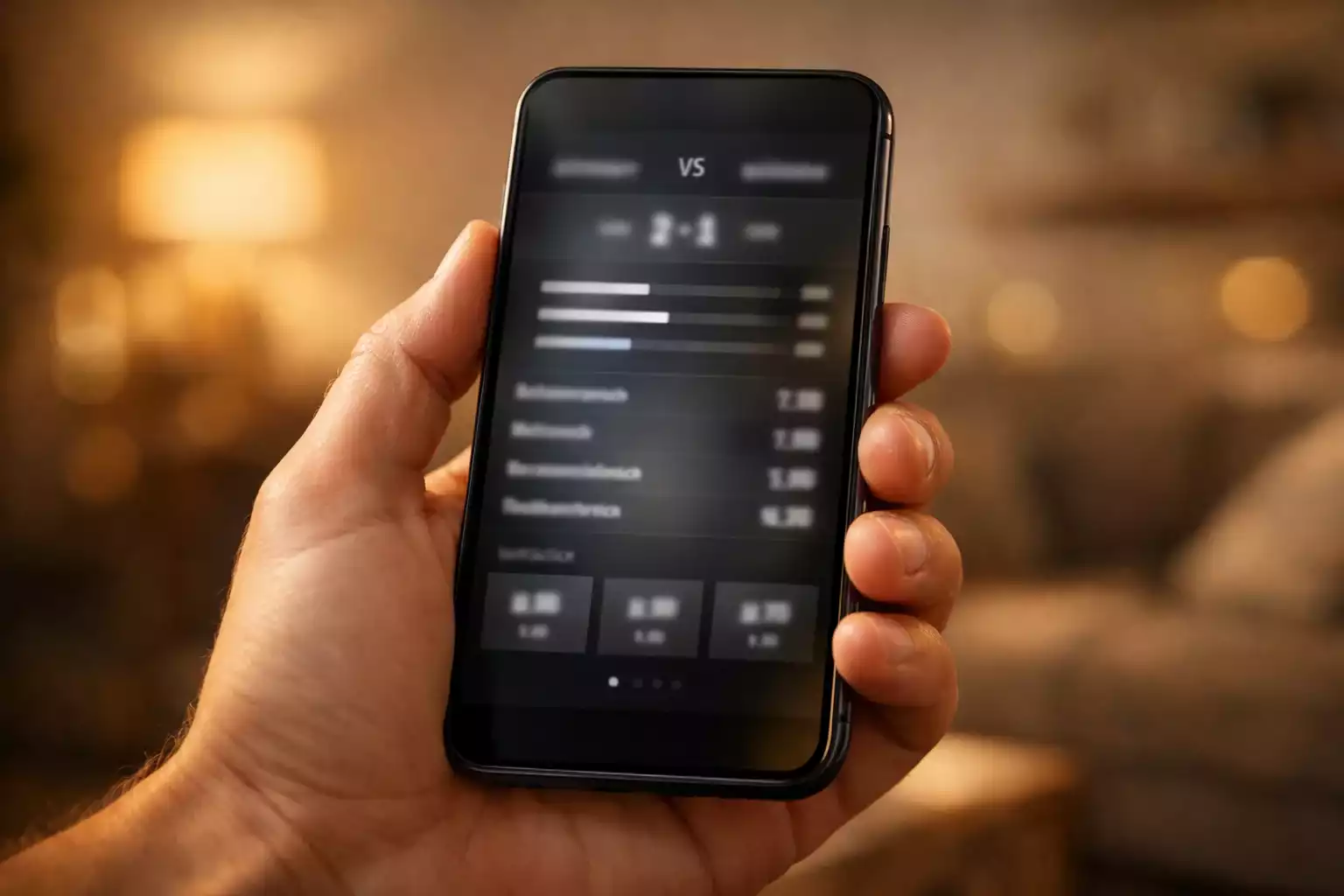 Nahaufnahme eines Smartphones mit Wettquoten-Anzeige