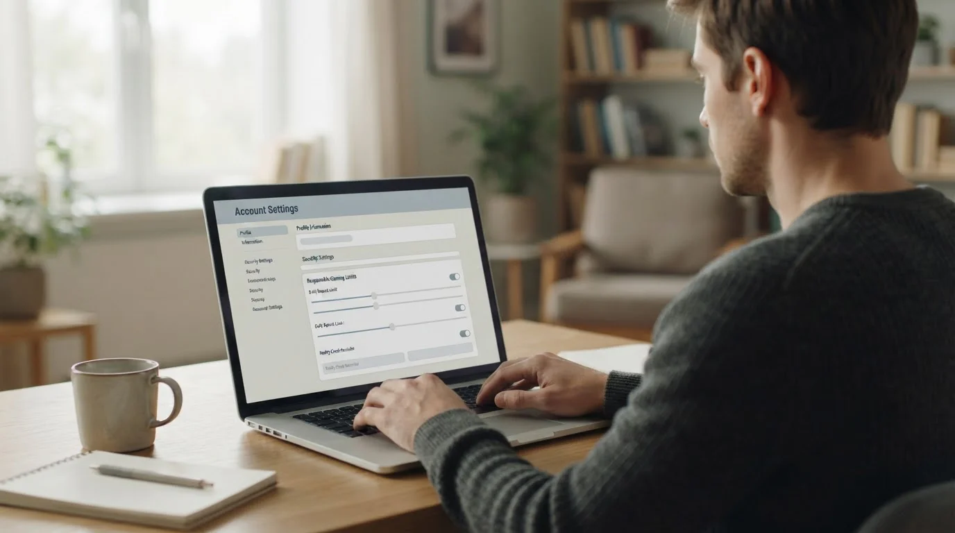 Person stellt am Laptop ein monatliches Einsatzlimit ein
