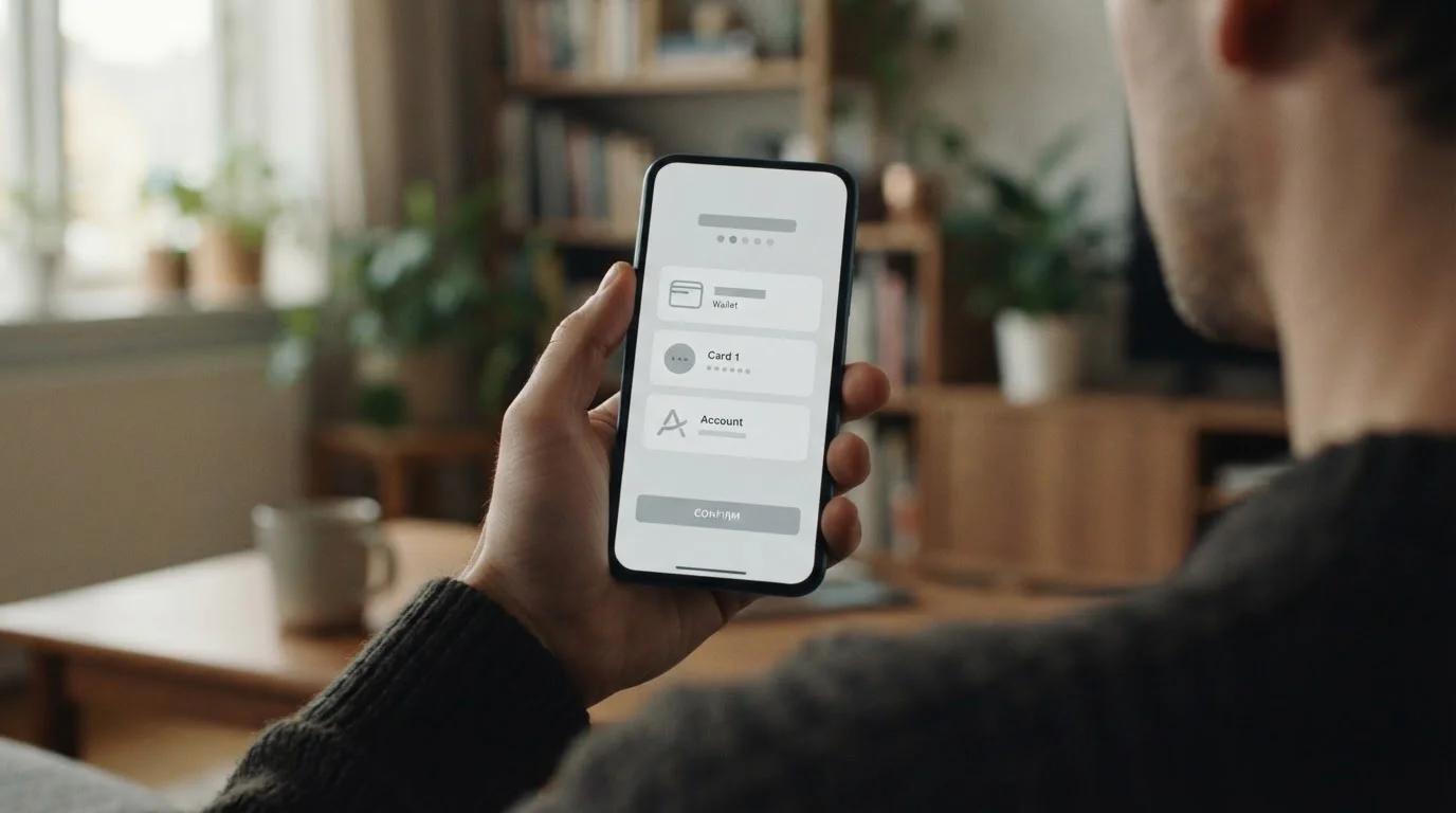 Auswahl verschiedener Zahlungsmethoden auf mobilem Endgerät