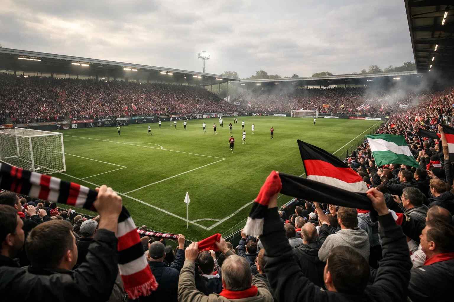 Stimmungsvolles Zweitliga-Stadion mit begeisterten Fans